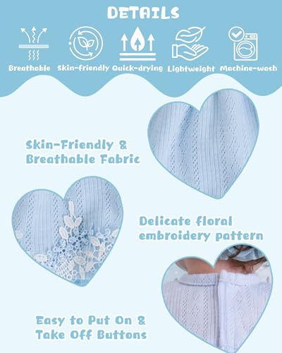 EKOKIZ Blue Baby Doll Clothes Set for 17-20 Inch Reborn Dolls - Includes Hairband, Dress, Shoes, and Gift Box