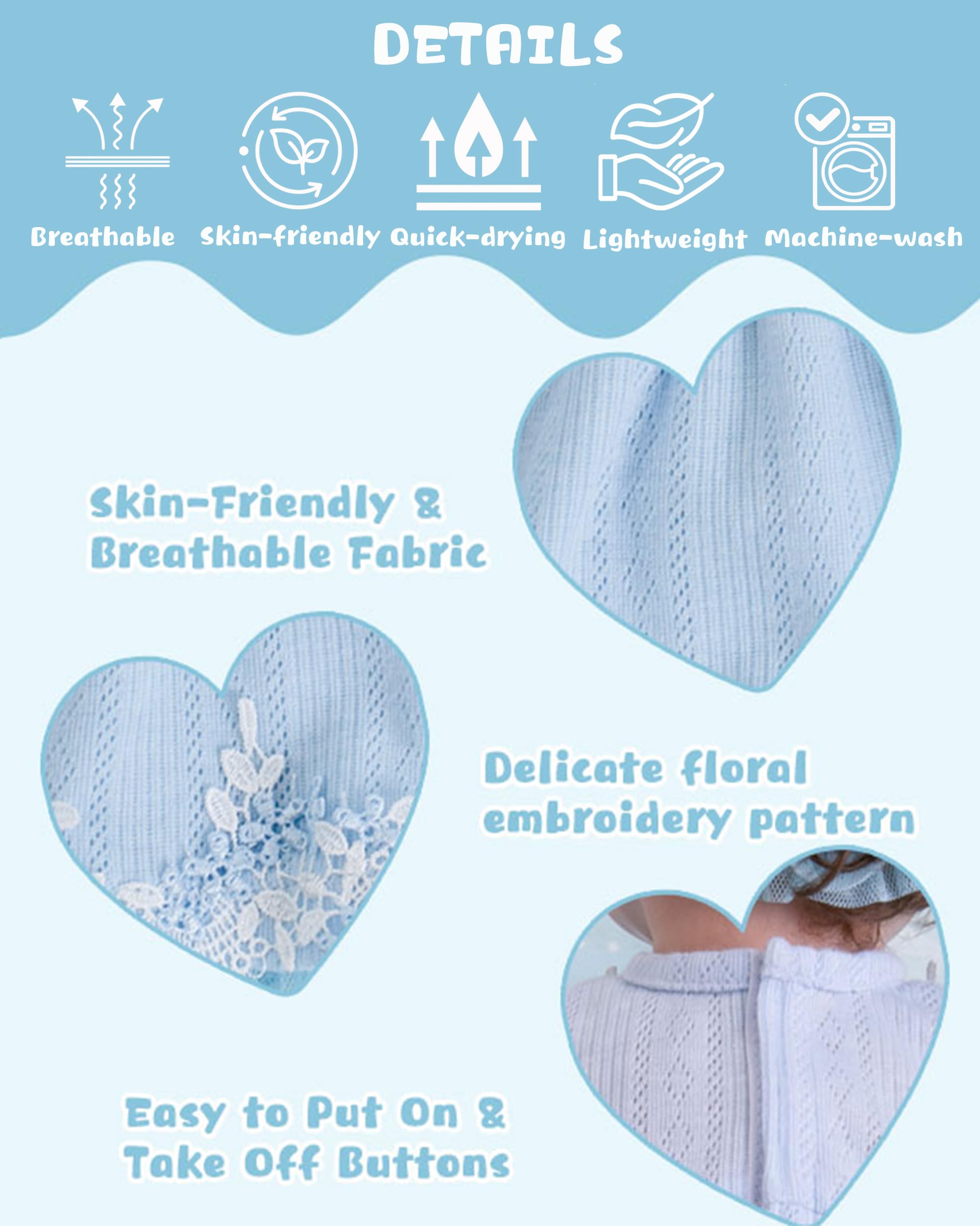 EKOKIZ Blue Baby Doll Clothes Set for 17-20 Inch Reborn Dolls - Includes Hairband, Dress, Shoes, and Gift Box