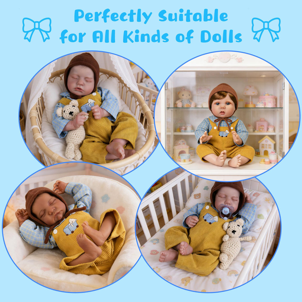 EKOKIZ Reborn Baby Doll Clothes – Outfit with Hat, Shirt, and Pants for 17-20 Inch Dolls