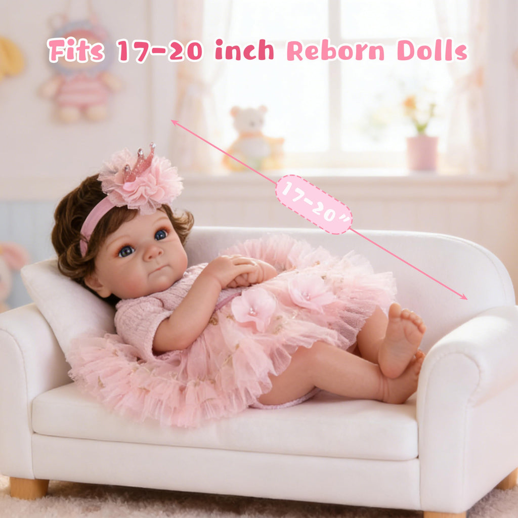 EKOKIZ Reborn Baby Doll Clothes – Pink Outfit Set for 17-20 Inch Dolls