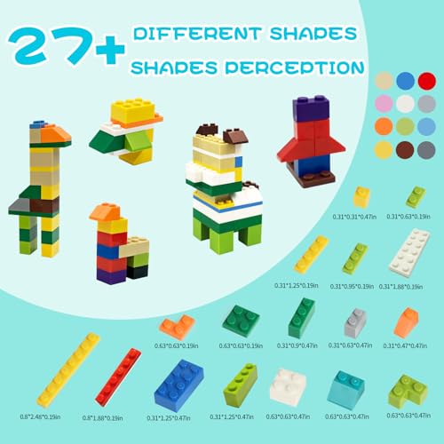 Ekuzi 300 Piece Building Bricks Set – Compatible with Lego Classic, Bulk Basic Blocks in Random Colors, Includes Separator and Storage Bag