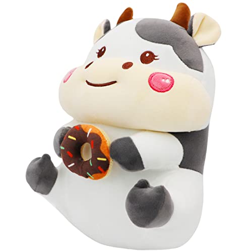 ELAINREN 11.8 Inch Cuddly Donut Cow Stuffed Animal - Soft Plush Cow Toy with Donut Decor
