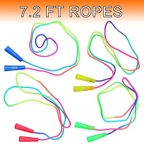 Elcoho 10-Pack Rainbow Jump Ropes for Kids - 7.2ft Adjustable Skipping Ropes with Colorful Gradient, Party Favors & Outdoor Fun