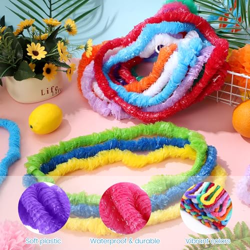 Elcoho 36 Plastic Leis Bulk Bright Colors Tropical Hawaiian Party Favors
