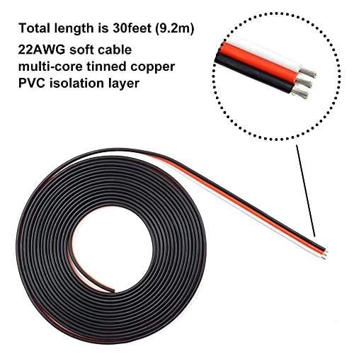 elechawk 22AWG Servo Extension Cable 30ft – 60 Core Tinned Copper Wire for RC Models