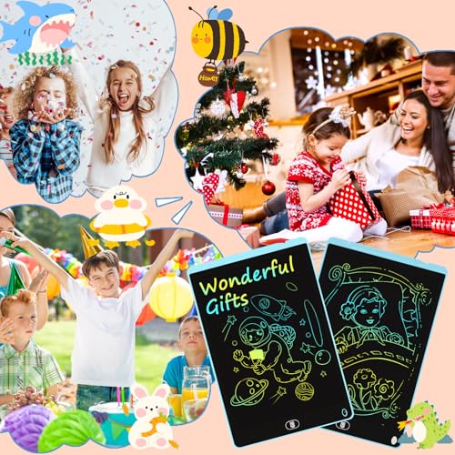 Electight 12 Inch LCD Writing Tablet 2-Pack, Blue – Reusable Doodle Board with Lock & Erase, Gift for Kids 3-8