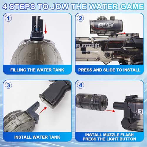 Electric Water Gun with LED Muzzle - Automatic High Pressure Squirt Gun for Kids & Adults