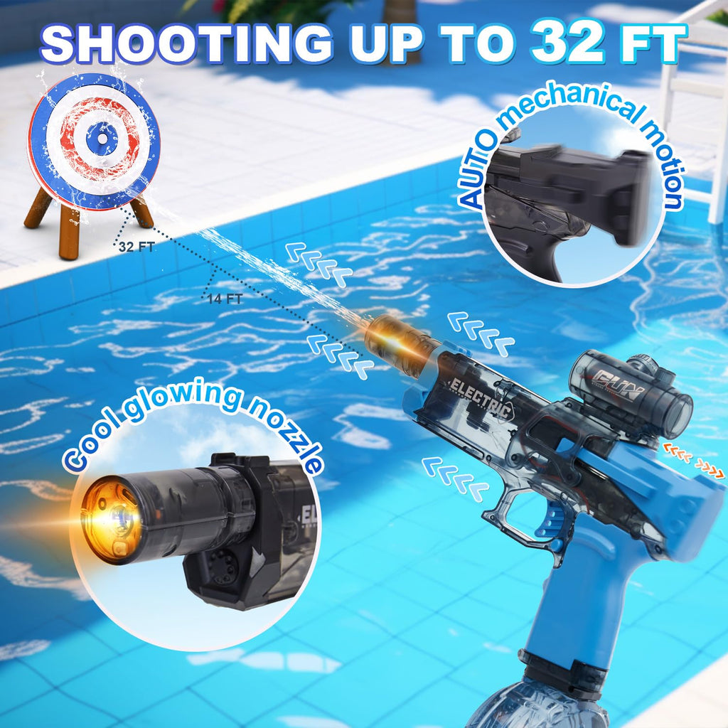 Electric Water Gun with LED Muzzle - Automatic High Pressure Squirt Gun for Kids & Adults