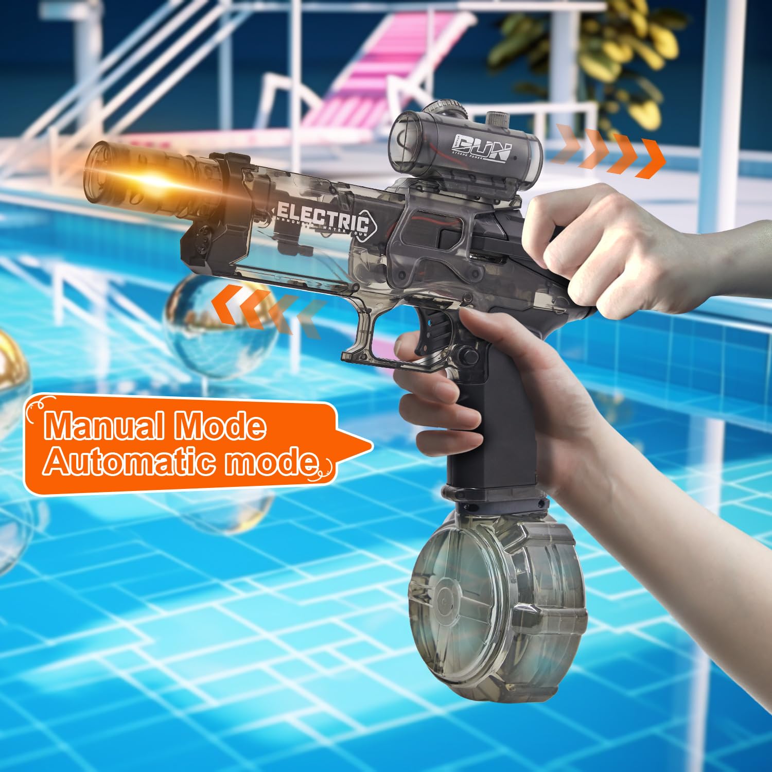 Electric Water Gun with LED Muzzle - Automatic High Pressure Squirt Gun for Kids & Adults