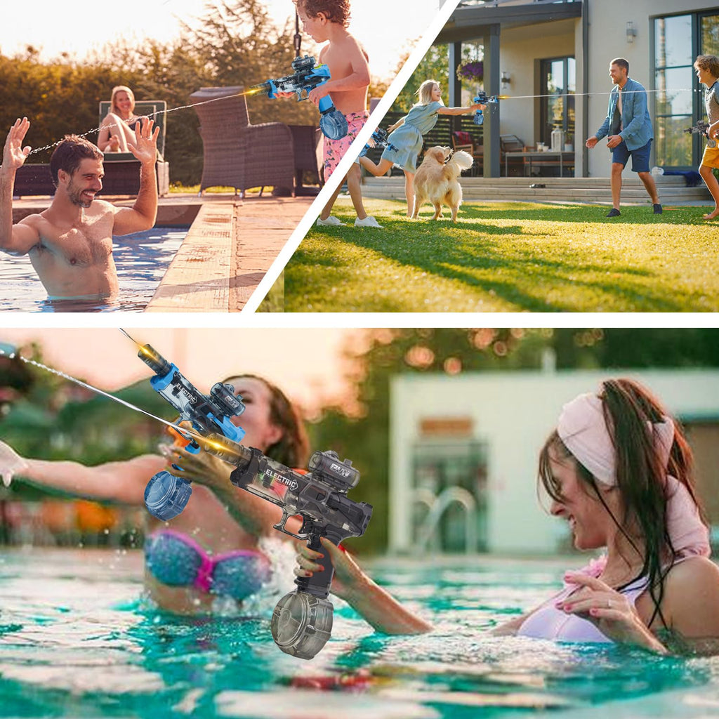 Electric Water Gun with LED Muzzle - Automatic High Pressure Squirt Gun for Kids & Adults