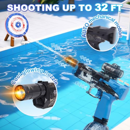 Electric Water Gun with LED Muzzle - Automatic High Pressure Squirt Gun for Kids & Adults