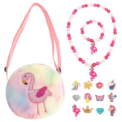 Elesa Miracle Plush Purse and Jewelry Playset – Flamingo Design for Toddlers