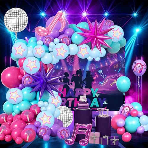 Eleventheart 126-Piece Purple Blue Pink Balloon Arch Kit with Musical Symbols for Music Themed Birthday Party