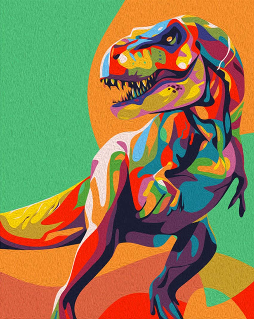 Elftoyer Paint by Numbers Kit – Colorful Dinosaurs 16x20 inch Canvas for Kids & Adults
