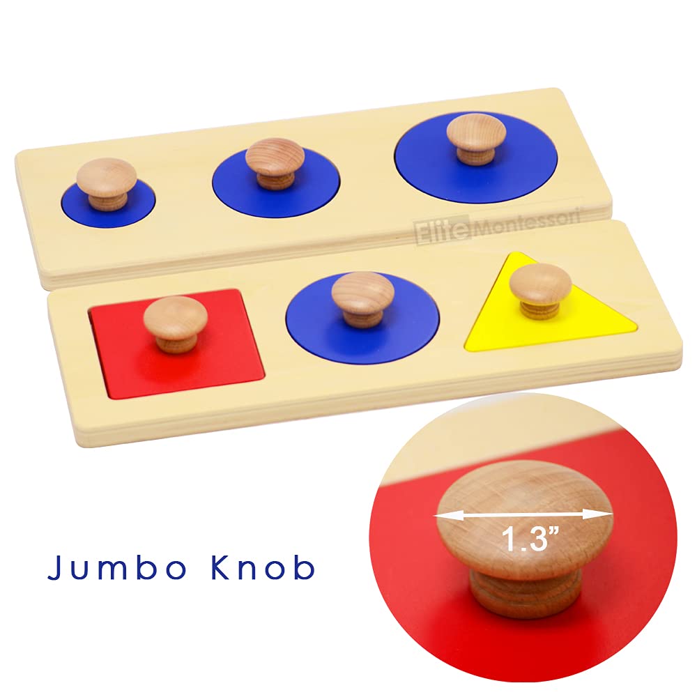Elite Montessori Jumbo Knob Multiple Shape Puzzles for Toddlers 12m+ – Non-Toxic