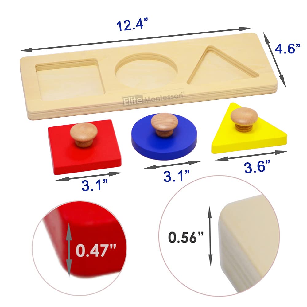 Elite Montessori Jumbo Knob Multiple Shape Puzzles for Toddlers 12m+ – Non-Toxic