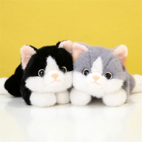 ELKOHA Weighted Cat Plush Toy - 11.8 Inch Realistic Stuffed Kitten with Weighted Beads, Cute Plush Pillow for Kids
