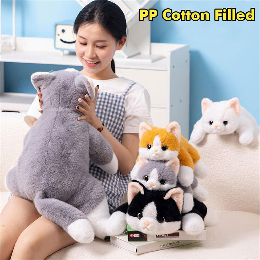 ELKOHA Weighted Cat Plush Toy - 11.8 Inch Realistic Stuffed Kitten with Weighted Beads, Cute Plush Pillow for Kids