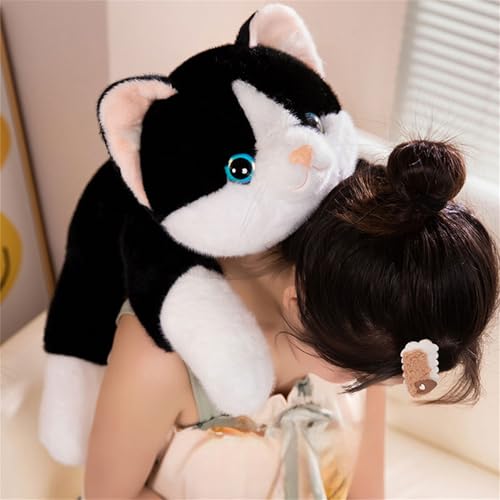 ELKOHA Weighted Cat Plush Toy - 11.8 Inch Realistic Stuffed Kitten with Weighted Beads, Cute Plush Pillow for Kids