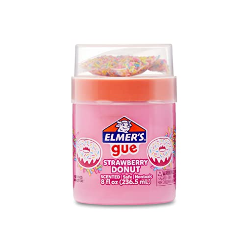 Elmer's Gue Strawberry Donut Slime 2-Pack: Premade Fluffy Scented Slime with Rainbow Sprinkle Mix-Ins
