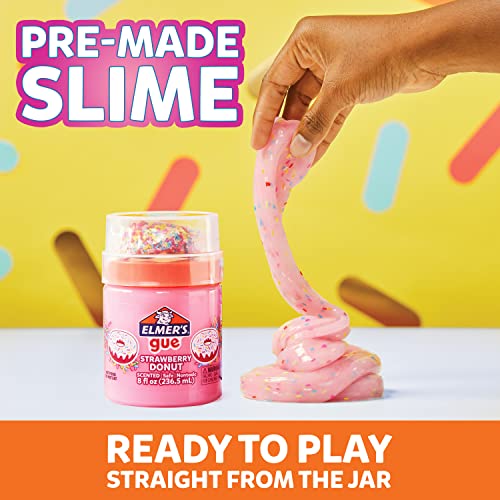 Elmer's Gue Strawberry Donut Slime 2-Pack: Premade Fluffy Scented Slime with Rainbow Sprinkle Mix-Ins