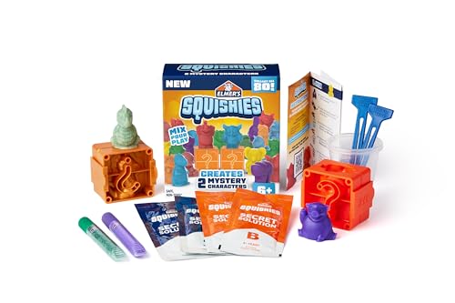 Elmer's Squishies DIY Kit – Make 2 Surprise Squishy Toys, Collect 80 Characters (12 Rare)