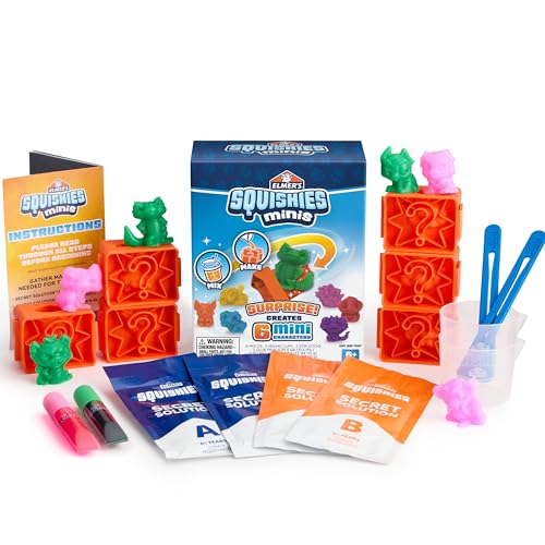 Elmer's Squishies Mini DIY Activity Kit – Create 4 Mystery Squishy Characters in 60 Minutes, for Ages 6+