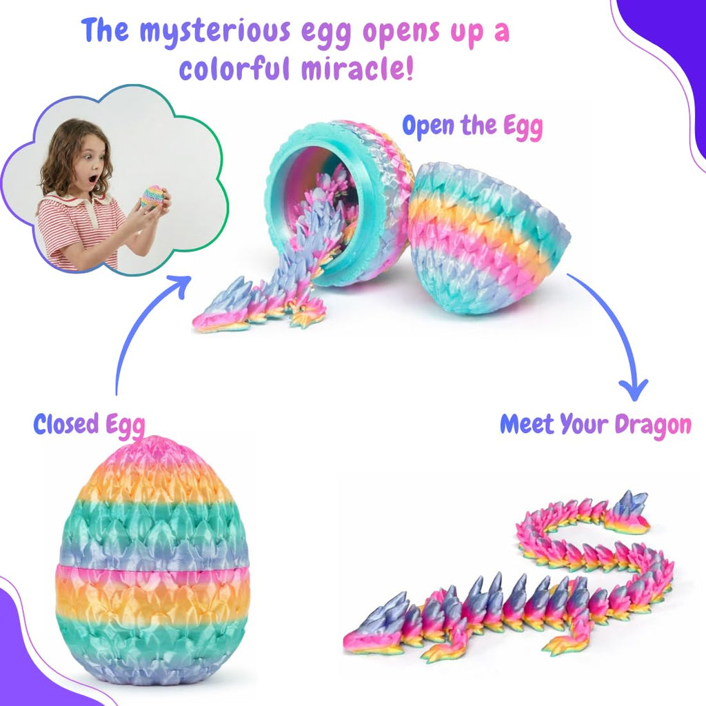 ELORION 4-Piece 8.5-Inch 3D Printed Dragon Eggs with Surprise Dragon Inside – Easter Basket Fillers