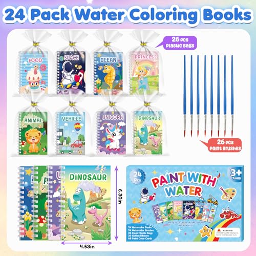 Elover 24-Pack Water Coloring Books for Kids Party Favors – Mini Scratch Art Notebooks with Stencils for Ages 4-8