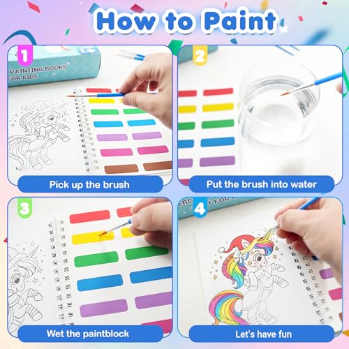 Elover 24-Pack Water Coloring Books for Kids Party Favors – Mini Scratch Art Notebooks with Stencils for Ages 4-8