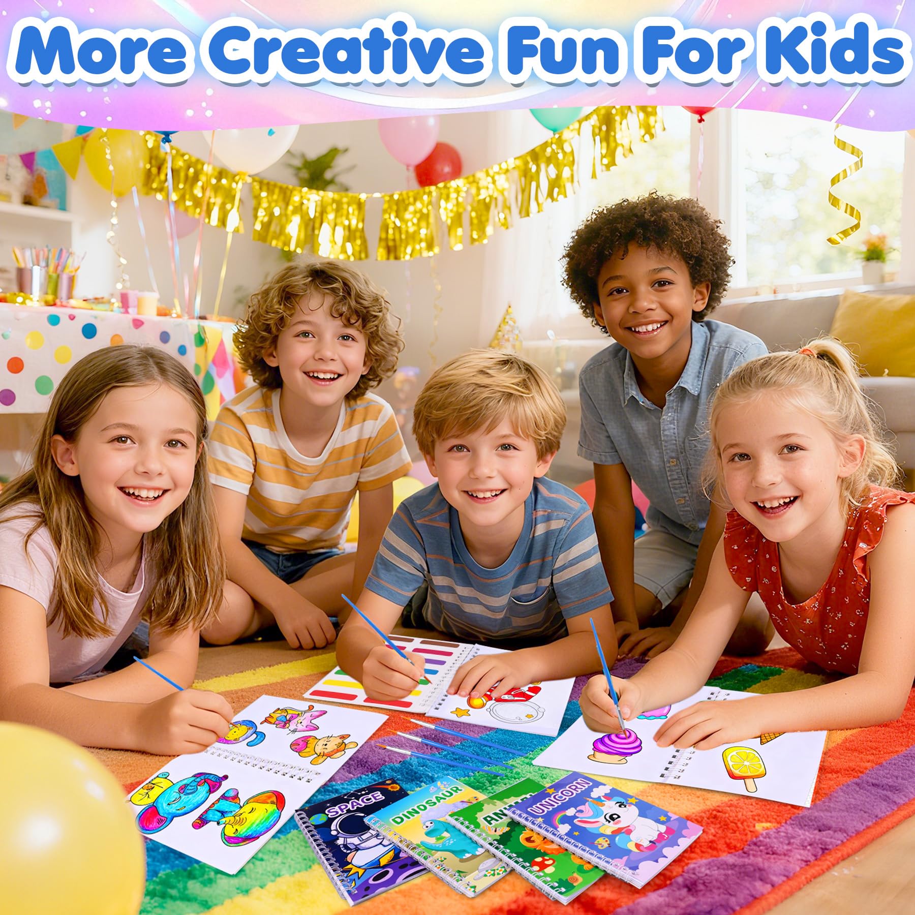Elover 24-Pack Water Coloring Books for Kids Party Favors – Mini Scratch Art Notebooks with Stencils for Ages 4-8