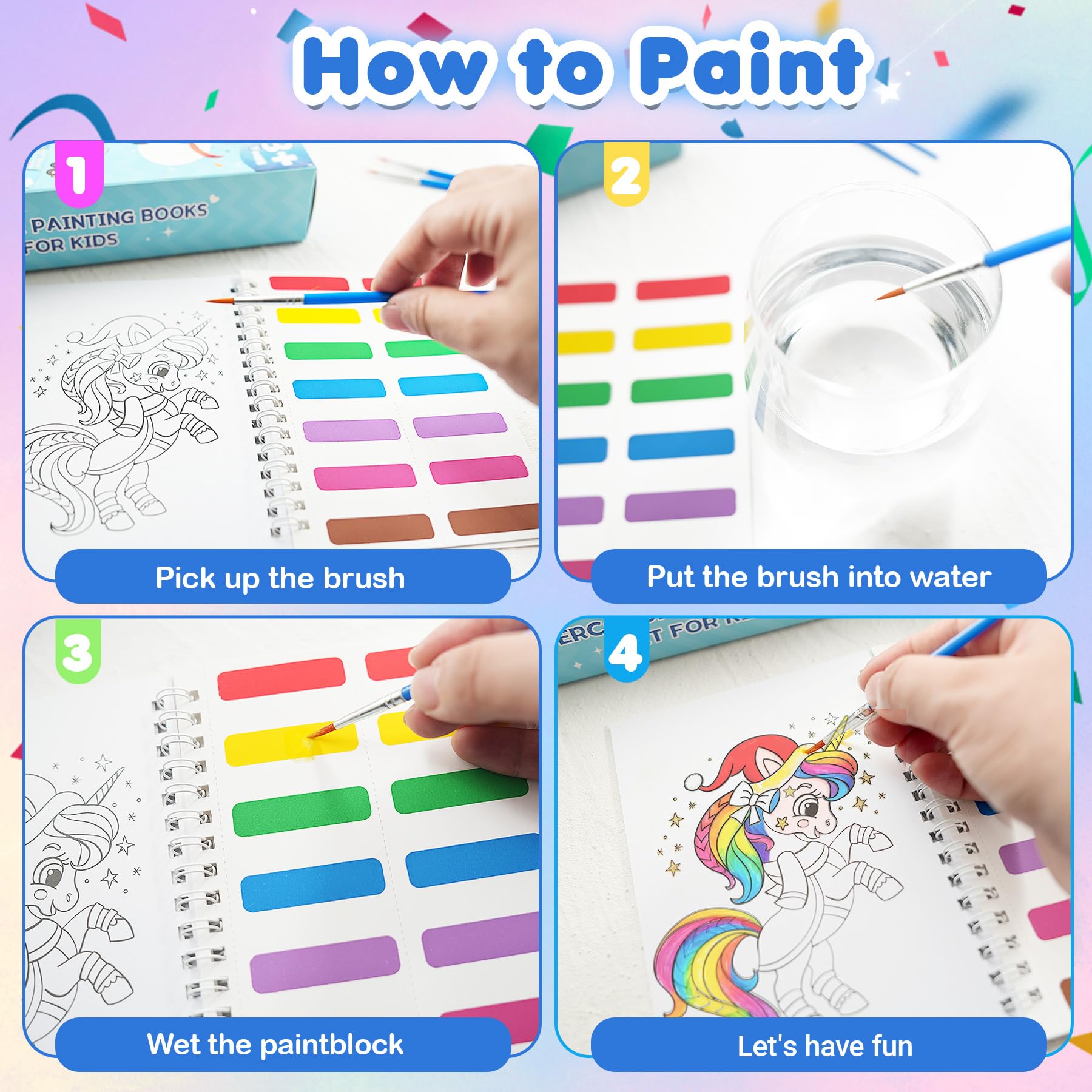 Elover 24-Pack Water Coloring Books for Kids Party Favors – Mini Scratch Art Notebooks with Stencils for Ages 4-8