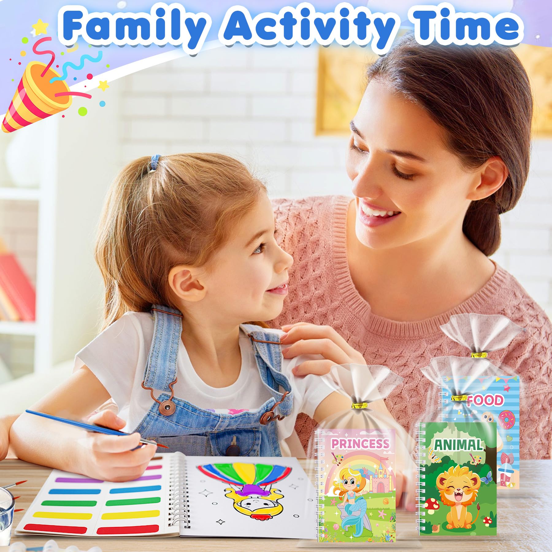 Elover 24-Pack Water Coloring Books for Kids Party Favors – Mini Scratch Art Notebooks with Stencils for Ages 4-8