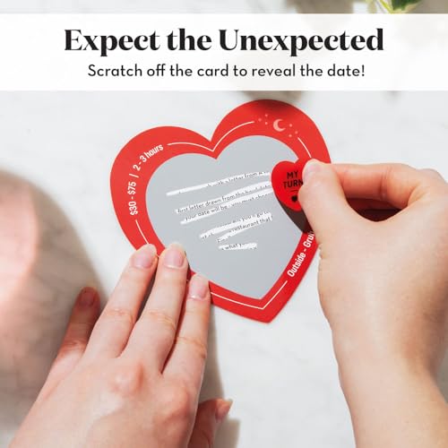 Eluvate Scratch Off Date Night Ideas - 45 Romantic Couple Cards with Heart Coin for Anniversary, Birthday or Wedding Gifts