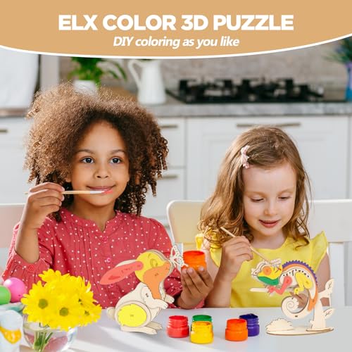 ELX 3D Wooden Animal Puzzles – 4 Piece Set for Kids 6+ (Squirrel, Rabbit, Mongoose, Chameleon) – No Glue or Tools Needed
