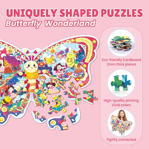 ELX 52 Piece Butterfly Jigsaw Puzzle for Kids 3+ - Large Floor Puzzle with Storage Box