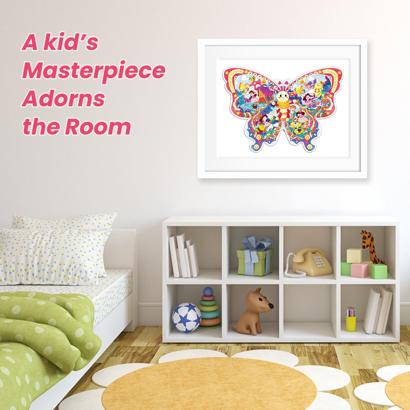 ELX 52 Piece Butterfly Jigsaw Puzzle for Kids 3+ - Large Floor Puzzle with Storage Box