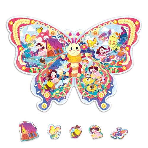 ELX 52 Piece Butterfly Jigsaw Puzzle for Kids 3+ - Large Floor Puzzle with Storage Box