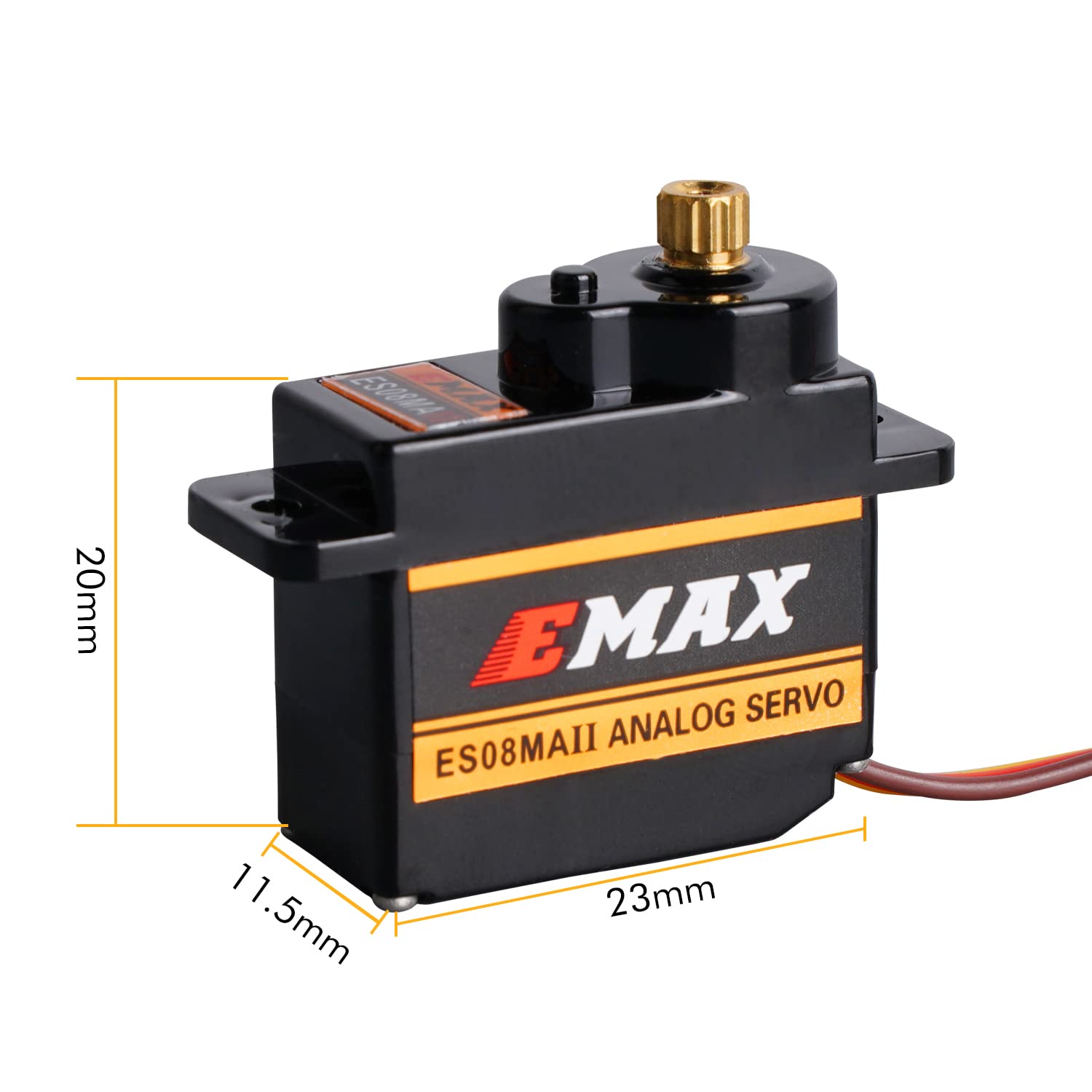 EMAX ES08MA II 12g Mini Metal Gear Analog Servo – 4.8-6V, Futaba/JR Compatible for RC Models