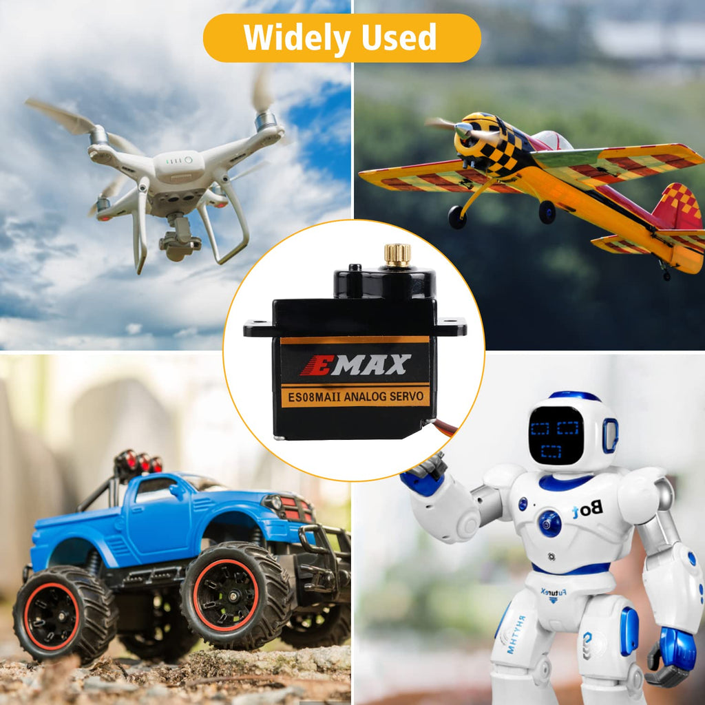 EMAX ES08MA II 12g Mini Metal Gear Analog Servo – 4.8-6V, Futaba/JR Compatible for RC Models