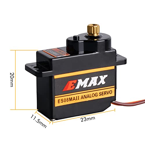 EMAX ES08MA II 12g Mini Metal Gear Analog Servo – 4.8-6V, Futaba/JR Compatible for RC Models