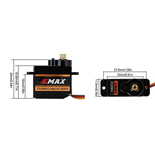 EMAX ES08MA II 12g Mini Metal Gear Analog Servo – 4.8-6V, Futaba/JR Compatible for RC Models