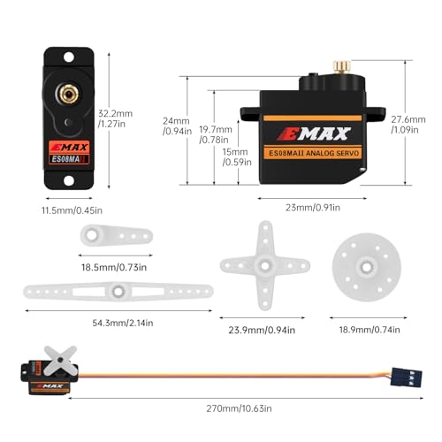 EMAX ES08MA II Micro Servo 12g Metal Gear Analog - for RC Models, Robot Arm, STEM, Raspberry Pi Projects
