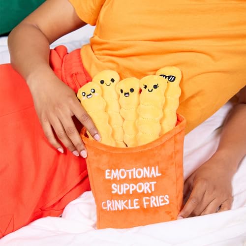 Emotional Support Crinkle Fries Plush Set - 5 Squishy Fries in a Container