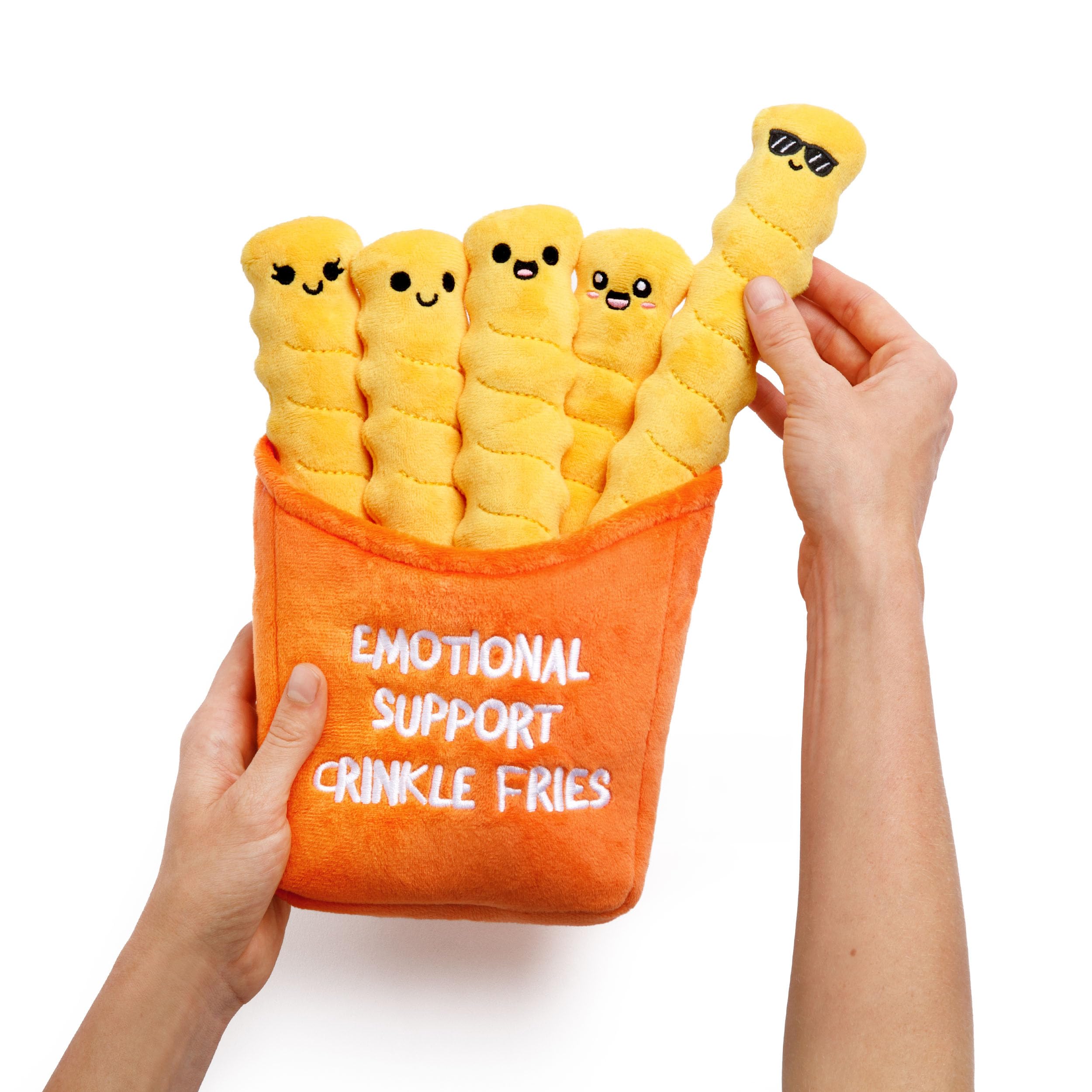Emotional Support Crinkle Fries Plush Set - 5 Squishy Fries in a Container