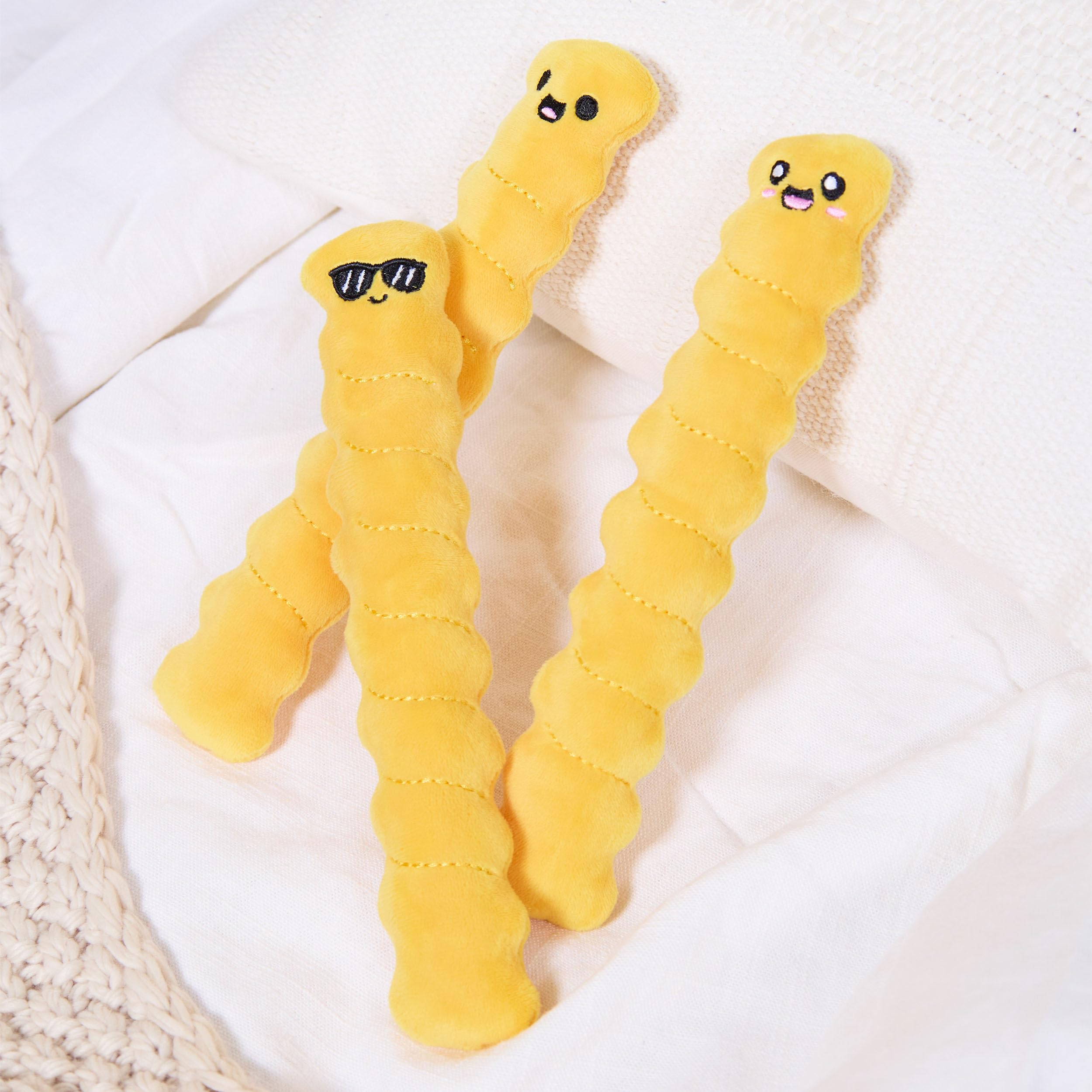 Emotional Support Crinkle Fries Plush Set - 5 Squishy Fries in a Container