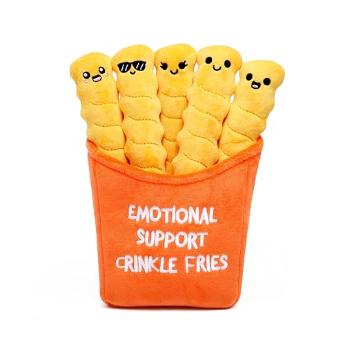 Emotional Support Crinkle Fries Plush Set - 5 Squishy Fries in a Container