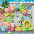Enanal 162-Piece Tropical Pool Party Balloon Set – Pastel Latex & Foil Balloons with Beach Ball, Swimming Ring, and Arch Accessories