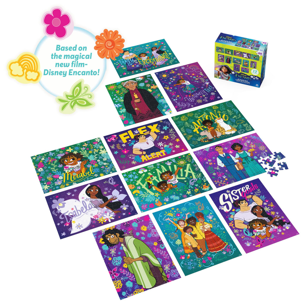 Encanto 12-Pack 48-Piece Jigsaw Puzzles – Spin Master Disney Gift Set for Kids Ages 4+