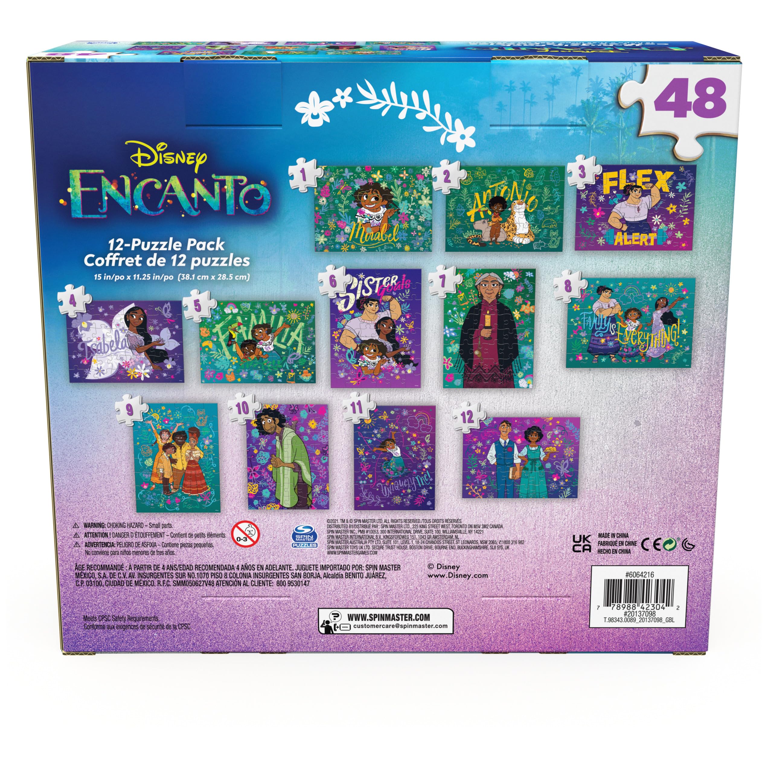 Encanto 12-Pack 48-Piece Jigsaw Puzzles – Spin Master Disney Gift Set for Kids Ages 4+
